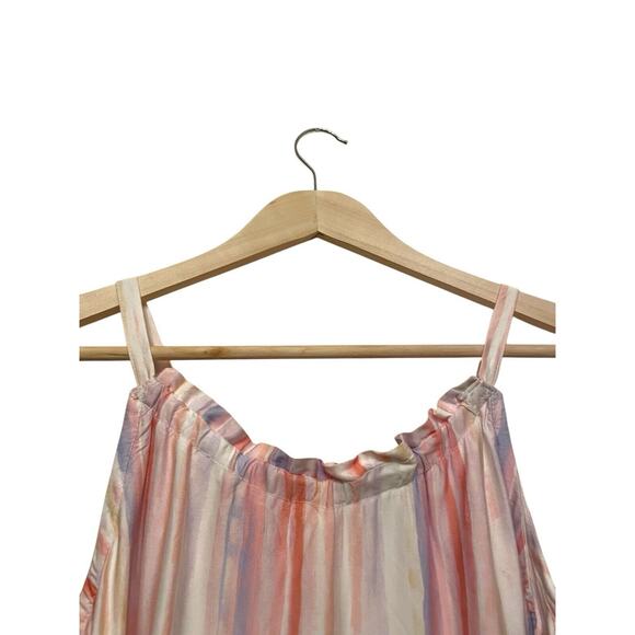 Bella Dahl Striped Satin Tank Top Blouse Girls Size 14 Ruffle‎ Pink Purple Flowy - Picture 3 of 5